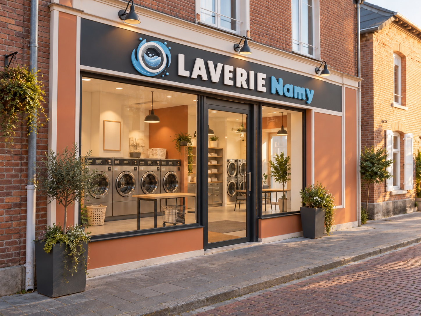 Façade accueillante d’une laverie NAMY